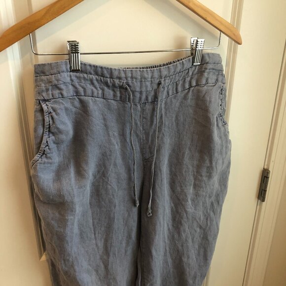 Cynthia Rowley 100% linen wide leg drawstring pants medium women's - Picture 1 of 7